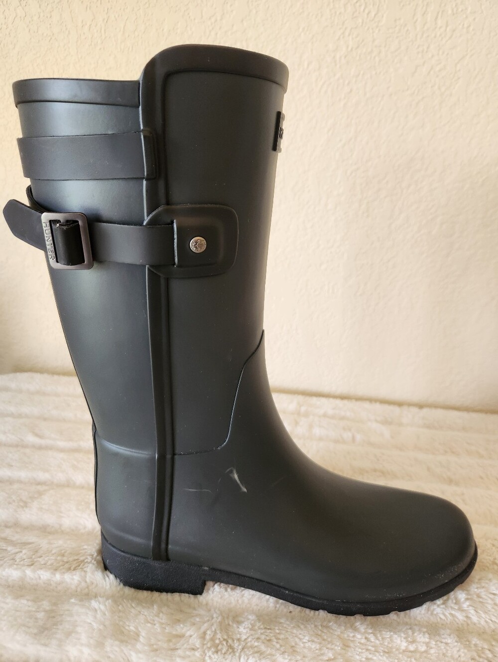 Hunter Refined Slim Fit Contrast Short Black Rain Boots Women's Size 9 - Picture 4 of 10